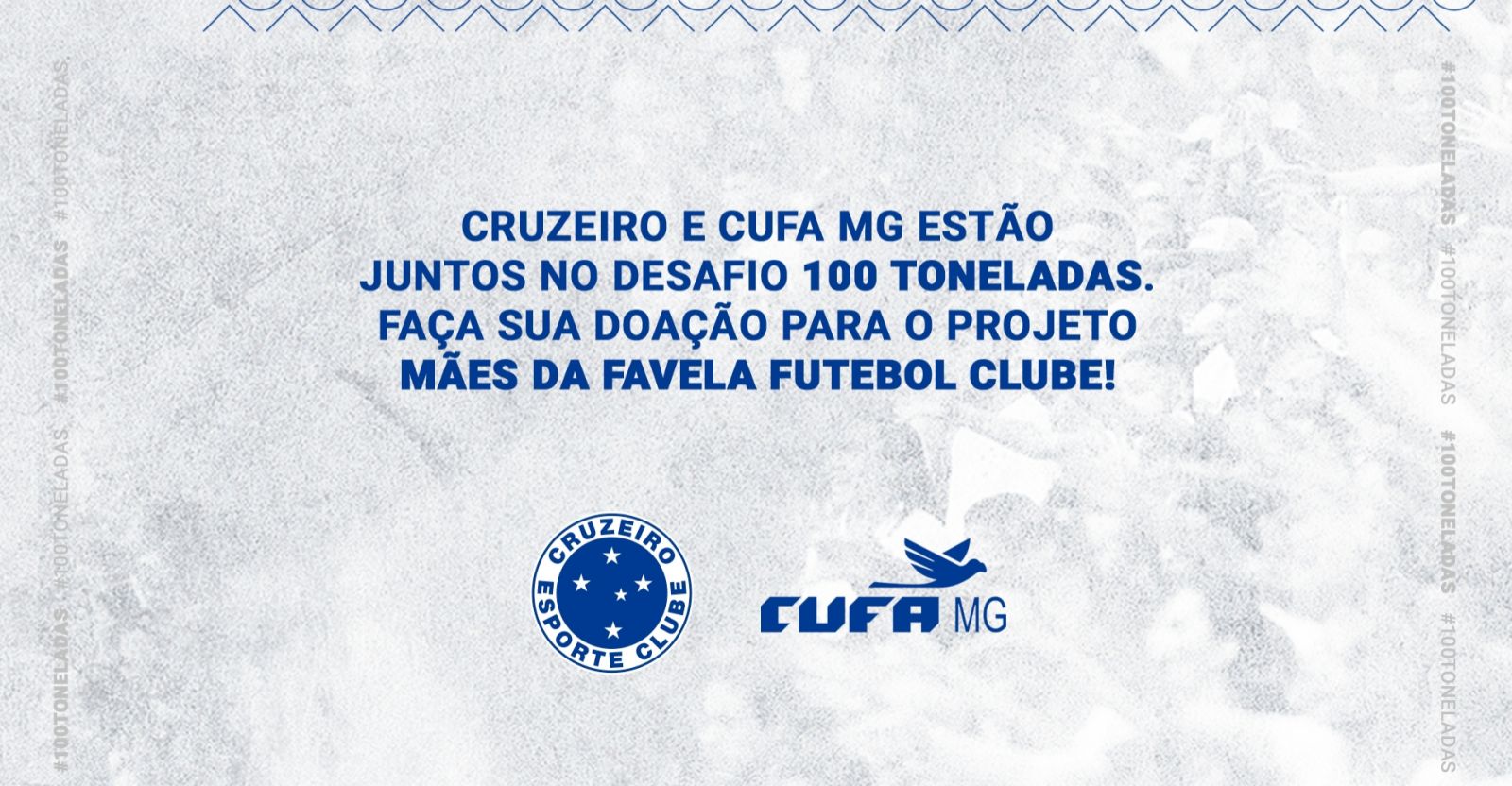 Com apoio do Cruzeiro, Cufa lança campanha para coletar doações de torcedores em estádios de todo o Brasil